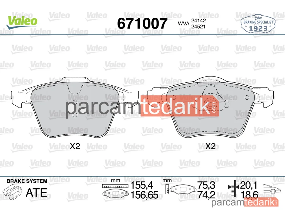 671007 | Fren Balatası — Volvo V60 I, Volvo V70 III, Volvo S80 II